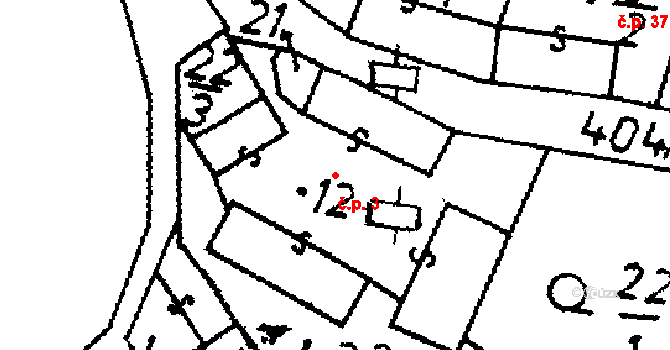 Pacelice 3, Škvořetice na parcele st. 12 v KÚ Pacelice, Katastrální mapa
