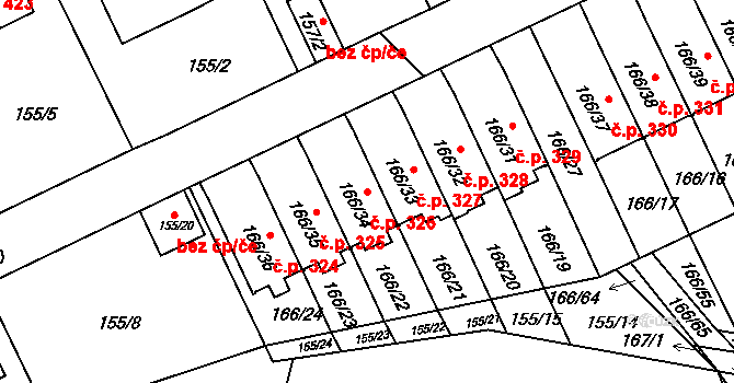 Klokoty 326, Tábor na parcele st. 166/34 v KÚ Klokoty, Katastrální mapa