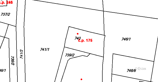 Nové Homole 175, Homole na parcele st. 740 v KÚ Homole, Katastrální mapa