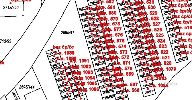 Pelhřimov 594 na parcele st. 2694/320 v KÚ Pelhřimov, Katastrální mapa