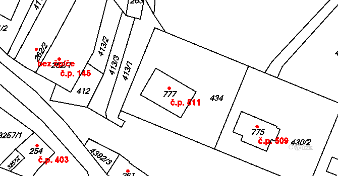 Heřmanovice 511 na parcele st. 777 v KÚ Heřmanovice, Katastrální mapa