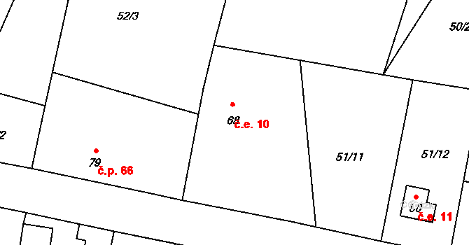 Horní Chvatliny 10, Dolní Chvatliny na parcele st. 68 v KÚ Horní Chvatliny, Katastrální mapa