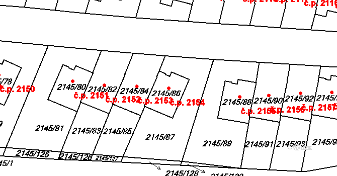 Horní Počernice 2154, Praha na parcele st. 2145/86 v KÚ Horní Počernice, Katastrální mapa