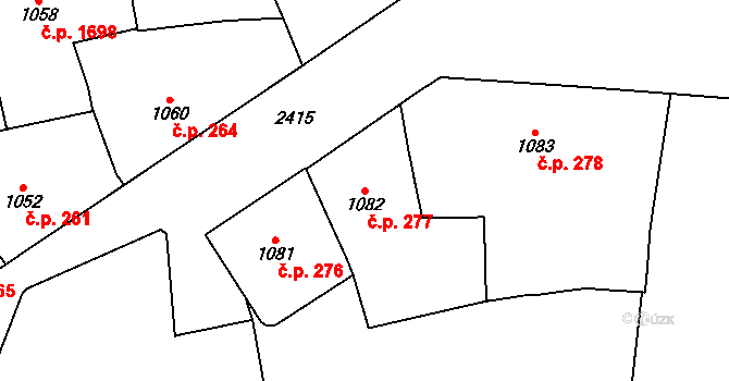 Nové Město 277, Praha na parcele st. 1082 v KÚ Nové Město, Katastrální mapa