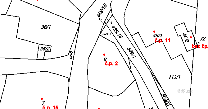 Opatovice 2, Červené Pečky na parcele st. 6 v KÚ Opatovice, Katastrální mapa