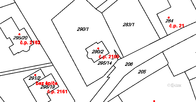 Vítkov 2160, Sokolov na parcele st. 290/2 v KÚ Vítkov u Sokolova, Katastrální mapa