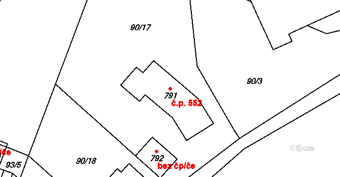 Přední Ptákovice 552, Strakonice na parcele st. 791 v KÚ Přední Ptákovice, Katastrální mapa