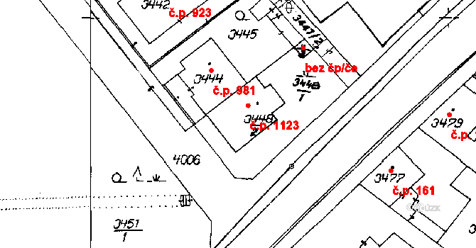 Poděbrady III 1123, Poděbrady na parcele st. 3448/2 v KÚ Poděbrady, Katastrální mapa