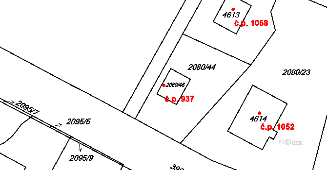 Žamberk 937 na parcele st. 2080/46 v KÚ Žamberk, Katastrální mapa
