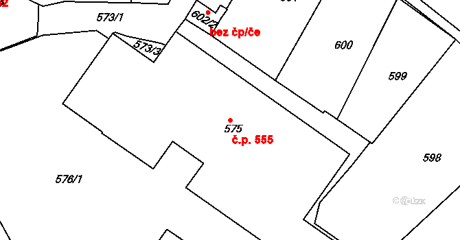Jemnice 555 na parcele st. 575 v KÚ Jemnice, Katastrální mapa