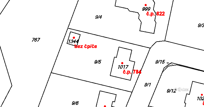 Líbeznice 784 na parcele st. 1017 v KÚ Líbeznice, Katastrální mapa