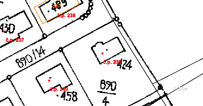 Opatovec 239 na parcele st. 424 v KÚ Opatovec, Katastrální mapa