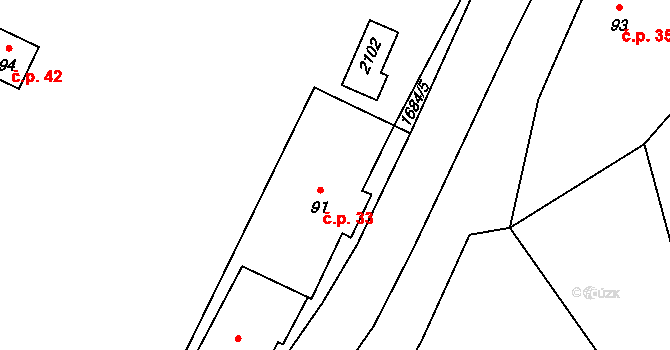 Olbramovice Ves 33, Olbramovice na parcele st. 91 v KÚ Olbramovice u Votic, Katastrální mapa