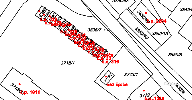 Předměstí 33, Litoměřice na parcele st. 3718/71 v KÚ Litoměřice, Katastrální mapa
