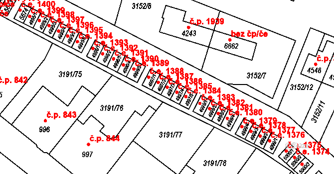 Zlín 1386 na parcele st. 4997/3 v KÚ Zlín, Katastrální mapa
