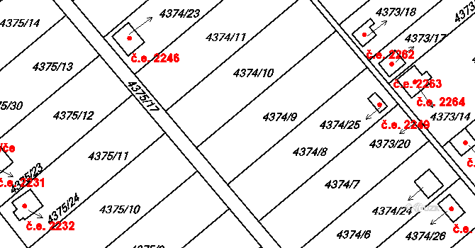 Louny 176 na parcele st. 4374/9 v KÚ Louny, Katastrální mapa