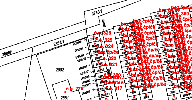Lutyně 324, Orlová na parcele st. 2885/4 v KÚ Horní Lutyně, Katastrální mapa