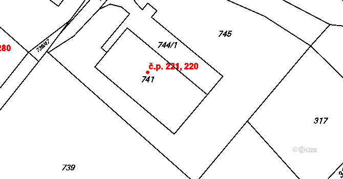 Polnička 220,221 na parcele st. 741 v KÚ Polnička, Katastrální mapa