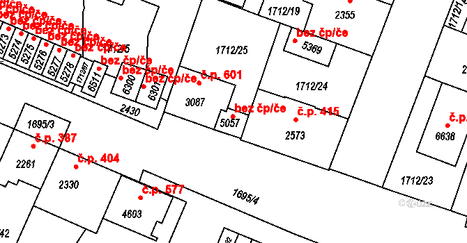 Třebíč 38385023 na parcele st. 5057 v KÚ Třebíč, Katastrální mapa