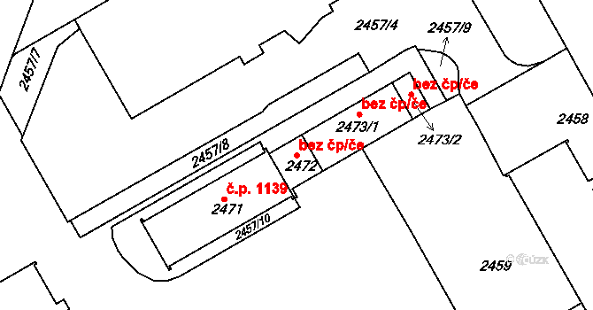 Třinec 38773023 na parcele st. 2472 v KÚ Lyžbice, Katastrální mapa