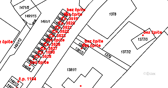 Ústí nad Labem 38860023 na parcele st. 1381/2 v KÚ Klíše, Katastrální mapa