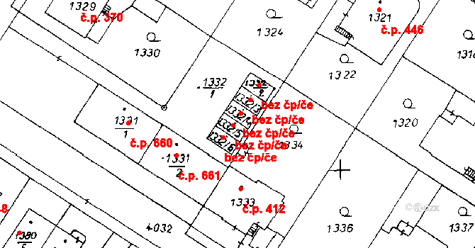 Poděbrady 46294023 na parcele st. 1332/4 v KÚ Poděbrady, Katastrální mapa