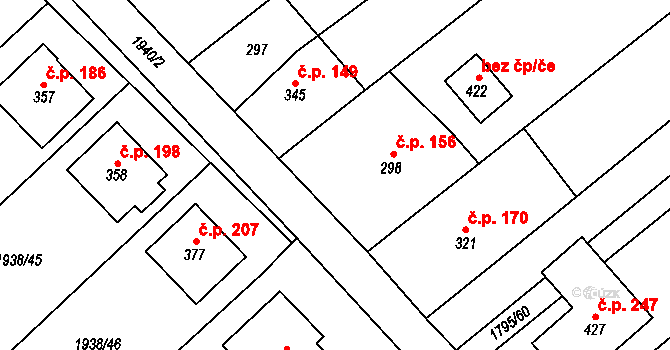 Pašovice 156 na parcele st. 298 v KÚ Pašovice na Moravě, Katastrální mapa