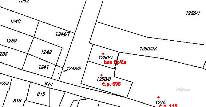 Kamenice nad Lipou 49112023 na parcele st. 1250/7 v KÚ Kamenice nad Lipou, Katastrální mapa