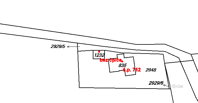 Luby 50135023 na parcele st. 1232 v KÚ Luby I, Katastrální mapa