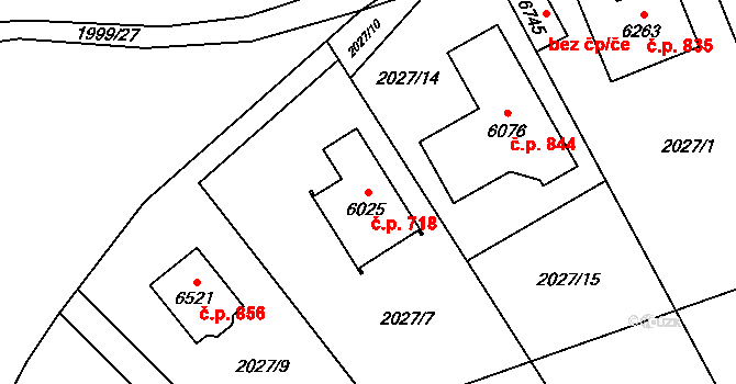 Beroun-Závodí 718, Beroun na parcele st. 6025 v KÚ Beroun, Katastrální mapa
