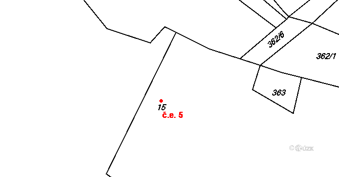 Lešišov 5, Mokrosuky na parcele st. 15 v KÚ Lešišov, Katastrální mapa
