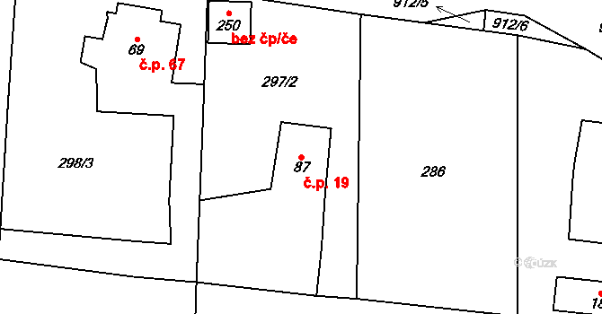 Plešnice 19 na parcele st. 87 v KÚ Plešnice, Katastrální mapa
