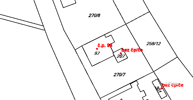 Kolšov 88 na parcele st. 97 v KÚ Kolšov, Katastrální mapa