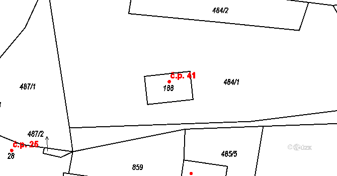 Koňkovice 41, Trpišovice na parcele st. 188 v KÚ Koňkovice, Katastrální mapa