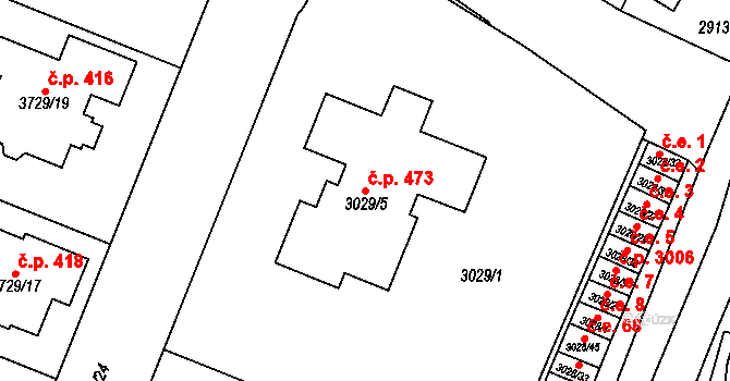 Nosálovice 473, Vyškov na parcele st. 3029/5 v KÚ Vyškov, Katastrální mapa