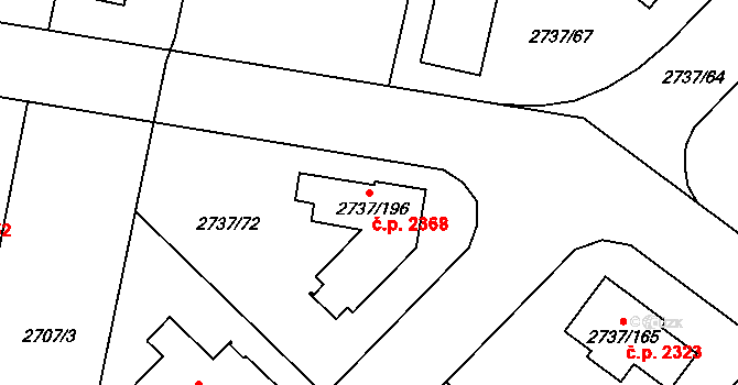 Benešov 2368 na parcele st. 2737/196 v KÚ Benešov u Prahy, Katastrální mapa