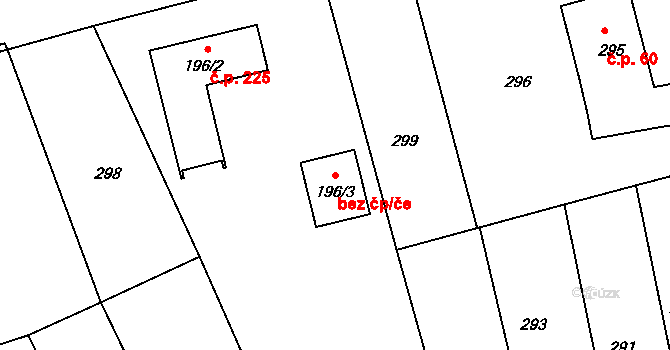 Sentice 90833023 na parcele st. 196/3 v KÚ Sentice, Katastrální mapa