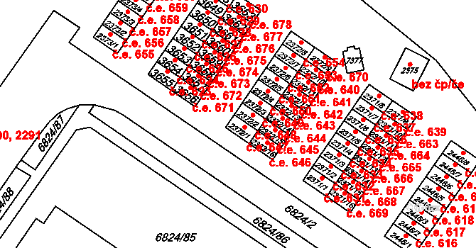 Žatec 647 na parcele st. 2372/1 v KÚ Žatec, Katastrální mapa