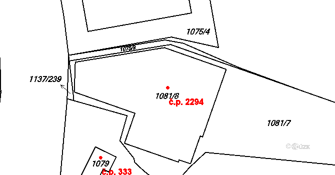 Bolevec 2294, Plzeň na parcele st. 1081/8 v KÚ Bolevec, Katastrální mapa