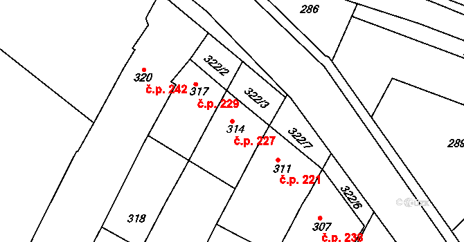 Štítary 227 na parcele st. 314 v KÚ Štítary na Moravě, Katastrální mapa