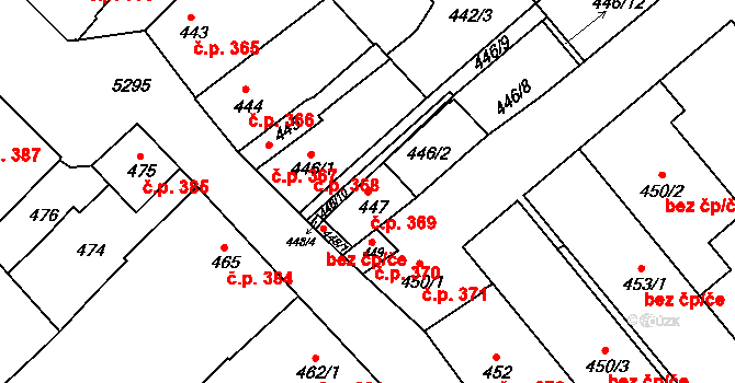 Znojmo 369 na parcele st. 447 v KÚ Znojmo-město, Katastrální mapa