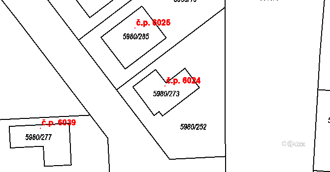Chomutov 6024 na parcele st. 5980/273 v KÚ Chomutov I, Katastrální mapa