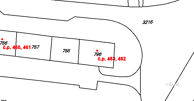 Toužim 462,463 na parcele st. 758 v KÚ Toužim, Katastrální mapa