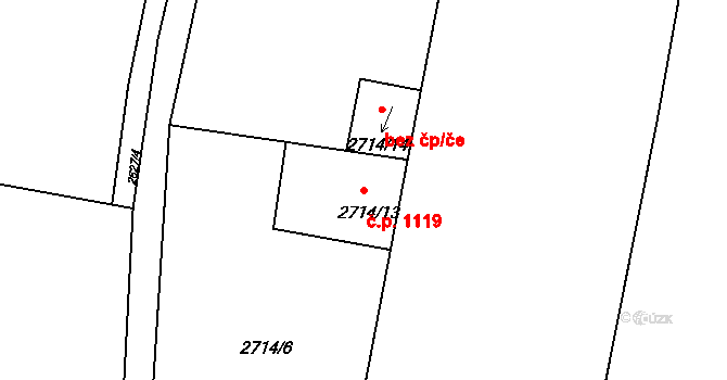 Benešov 1119 na parcele st. 2714/13 v KÚ Benešov u Prahy, Katastrální mapa