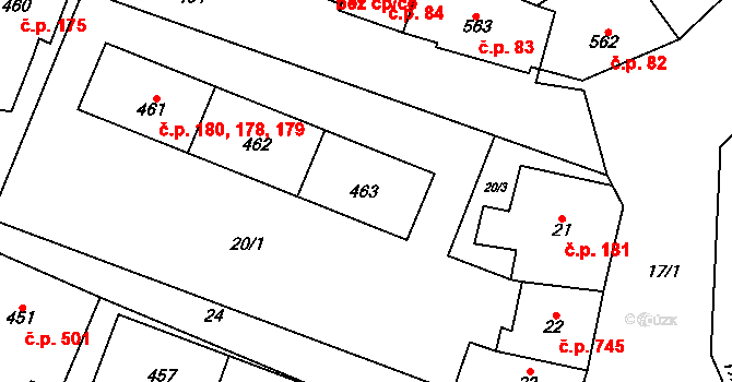 Kynšperk nad Ohří 178,179,180 na parcele st. 463 v KÚ Kynšperk nad Ohří, Katastrální mapa