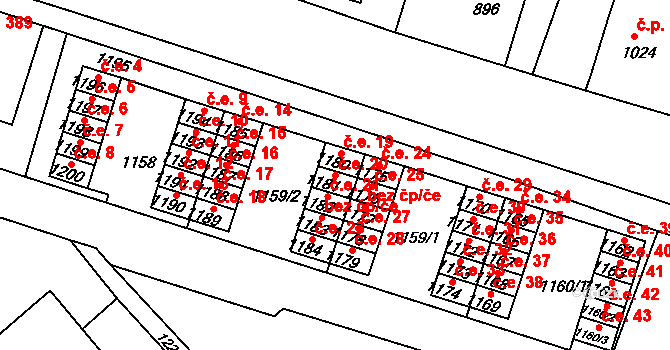 Hrádek nad Nisou 20 na parcele st. 1181 v KÚ Hrádek nad Nisou, Katastrální mapa