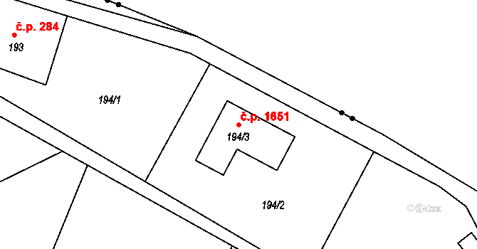 Děčín IV-Podmokly 1651, Děčín na parcele st. 194/3 v KÚ Podmokly, Katastrální mapa