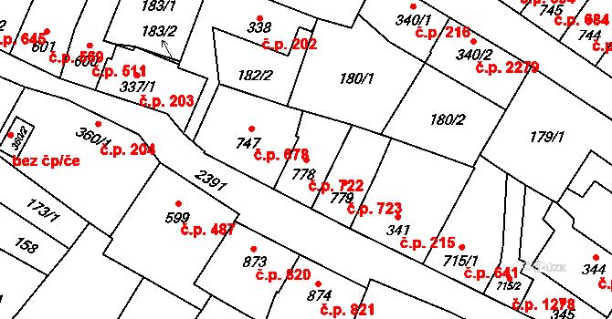 Hořice 722 na parcele st. 778 v KÚ Hořice v Podkrkonoší, Katastrální mapa
