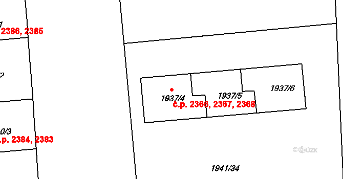 Ústí nad Labem-centrum 2366,2367,2368, Ústí nad Labem na parcele st. 1937/4 v KÚ Ústí nad Labem, Katastrální mapa