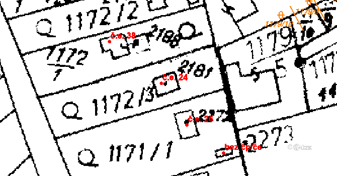 Byšičky 24, Lysá nad Labem na parcele st. 2181 v KÚ Lysá nad Labem, Katastrální mapa